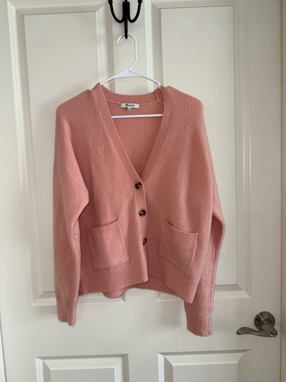 Madewell Blush Pink V-Neck Button Pocket Cardigan